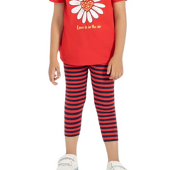 Girls red and blue lining tights