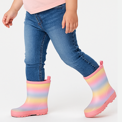 Girls rainbow Rubber long shoes/