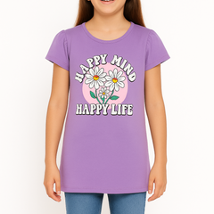 Girls purple happy mind T-shirt