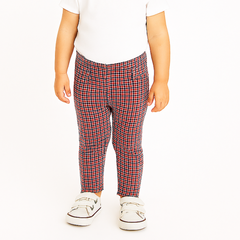 Girls red check tights