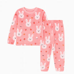 Girls pink rabbit wool tracksuit