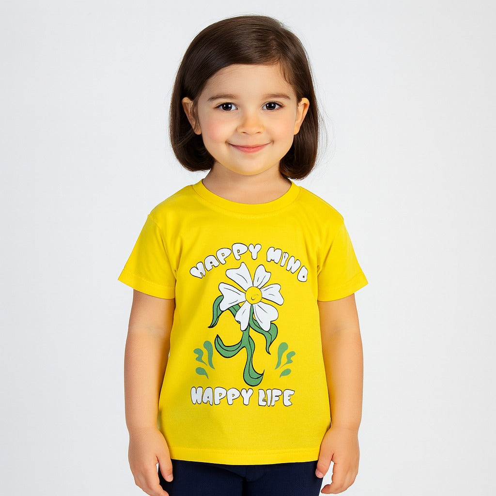 Girls neon happy life t-shirt
