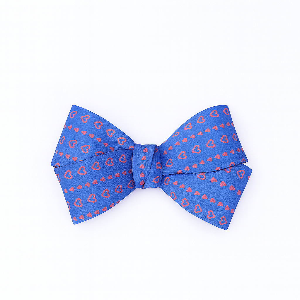 Girls blue heart bow pin