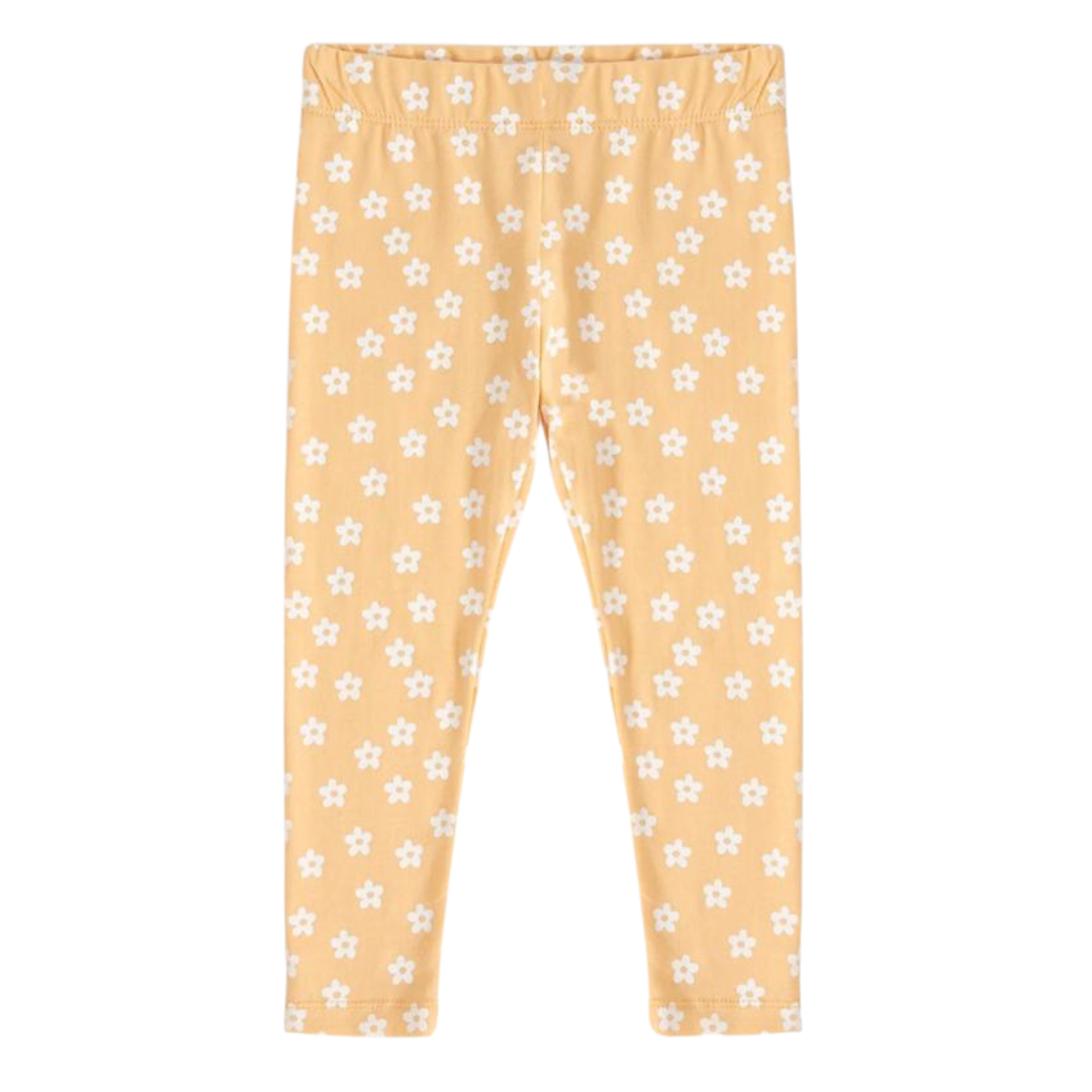 Girls peach floral print tights