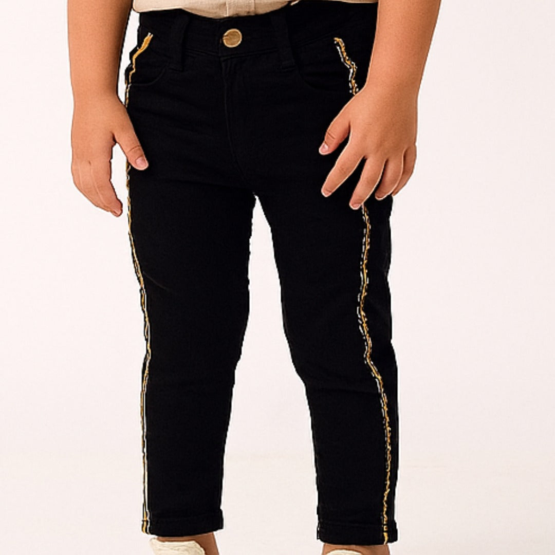 Girls black side stripe yellow pant
