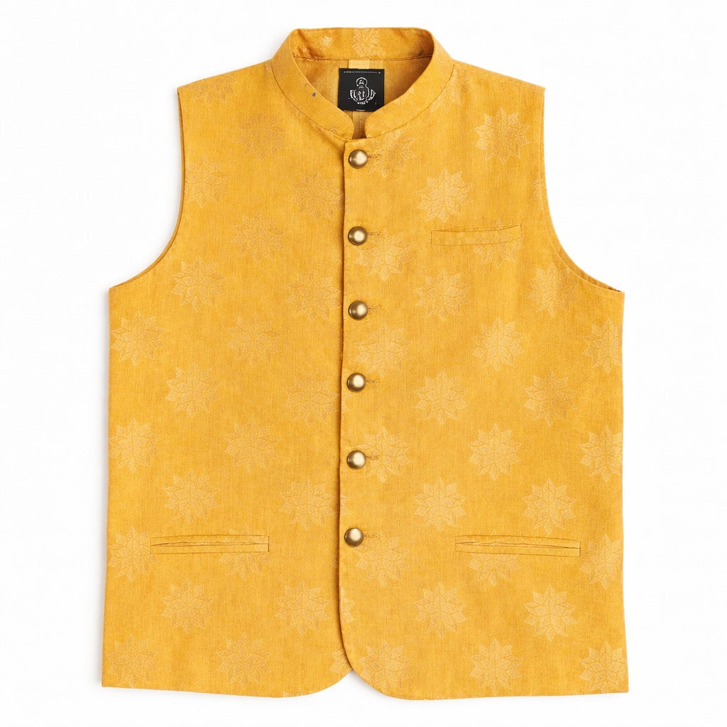 Yellow jacquard waist coat