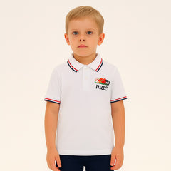 Boys white embroidered ball polo