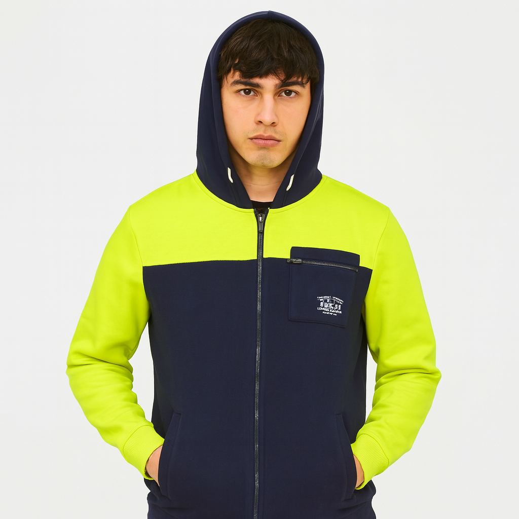 Mens neon and blue zipper