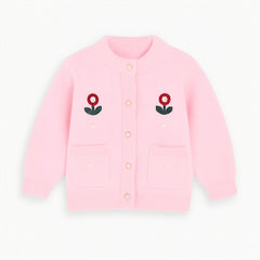 Girls pink flower cardigan sweater