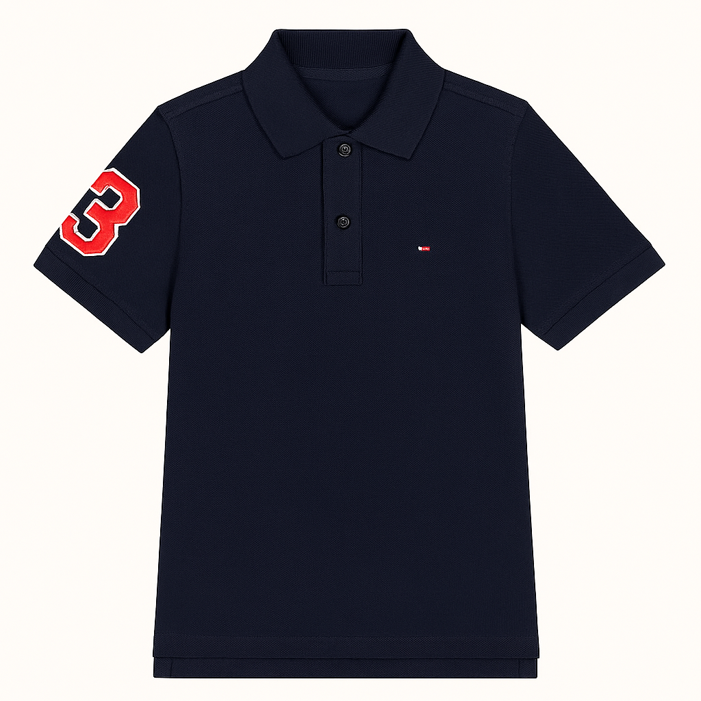 Boys blue embroided polo shirt