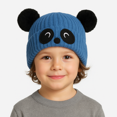 Blue panda pompon cap