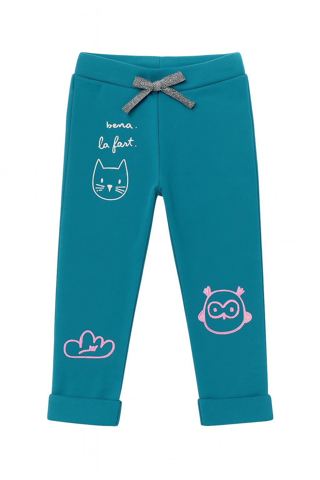 Girls green embraided cat trouser (Last Chance)