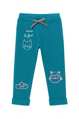 Girls green embraided cat trouser (Last Chance)
