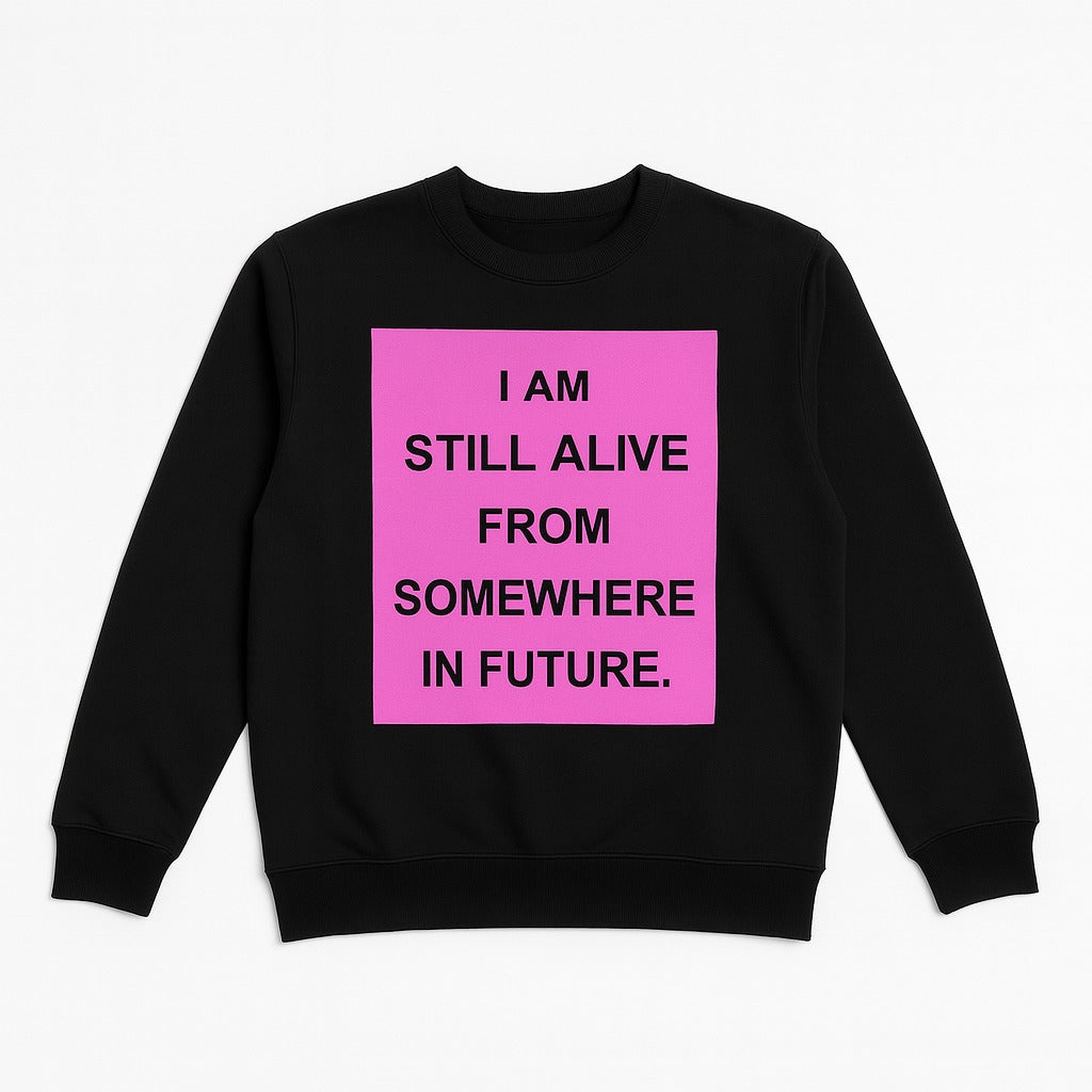 Ladies black and pink printed sweatshirt