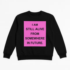 Ladies black and pink printed sweatshirt