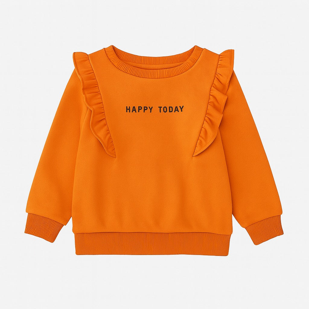 Girls orange frill sleeves sweatshirt (Last Chance)