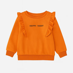Girls orange frill sleeves sweatshirt (Last Chance)