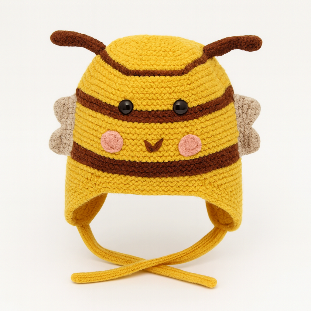 Yellow wool bee cap