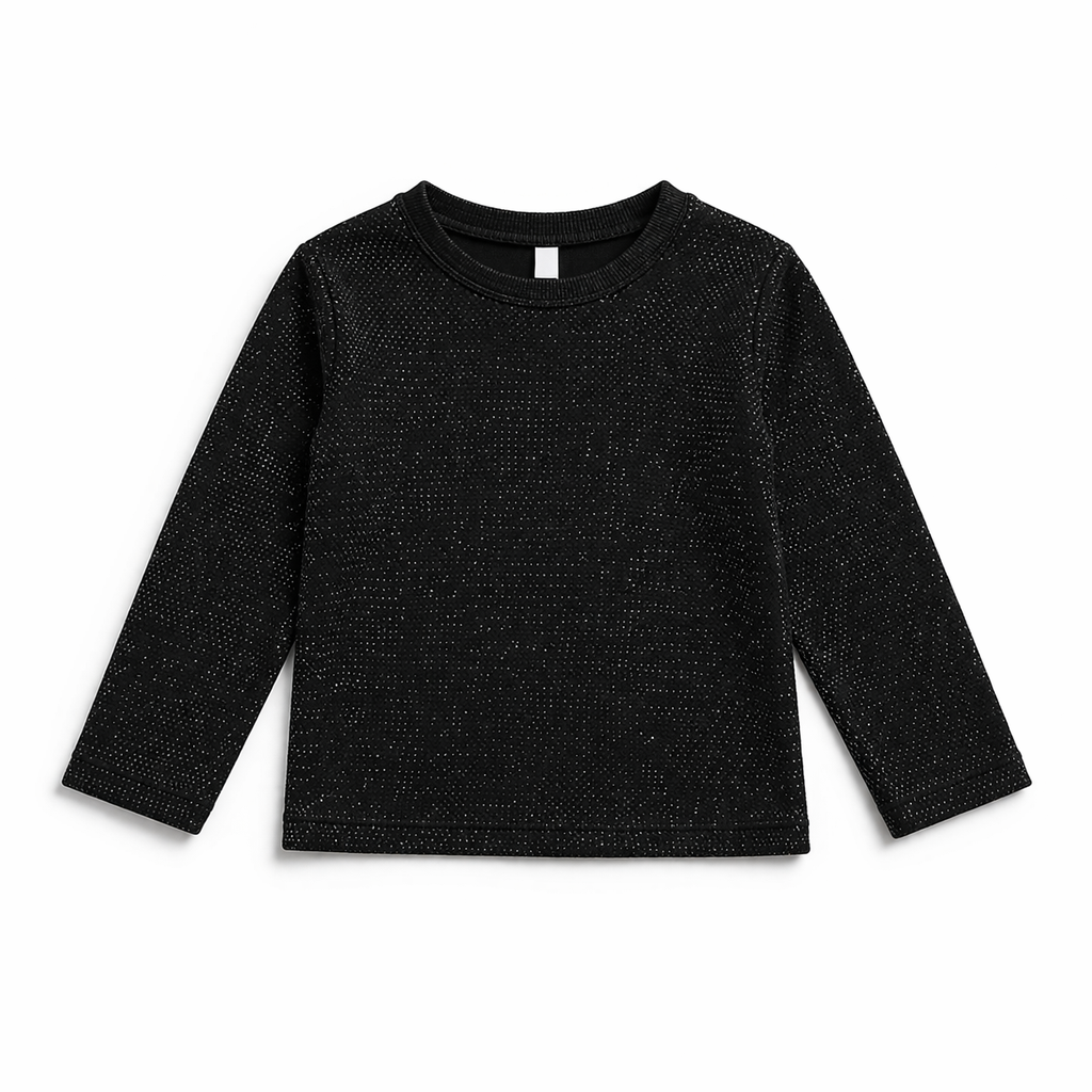 girls black glitter full sleeve shirt