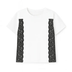 Ladies black side lace T-shirt