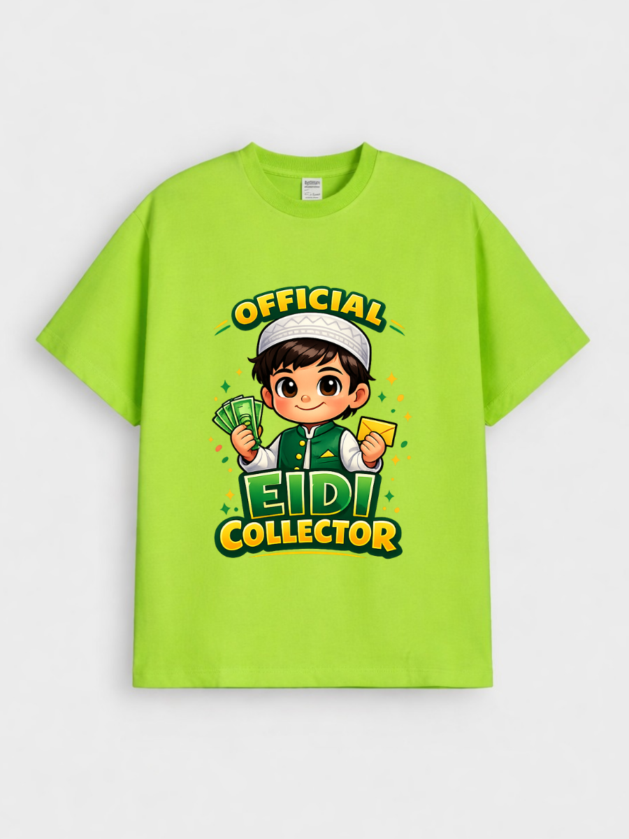 Boys Official Eidi Collector Graphic Down Shoulder T-shirt for Eid Celebration