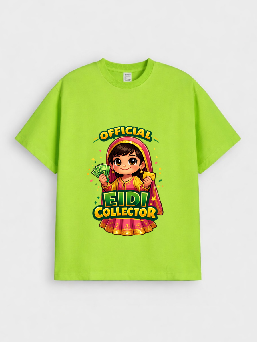 Boys Official Eidi Collector Graphic Down Shoulder T-shirt for Eid Celebration