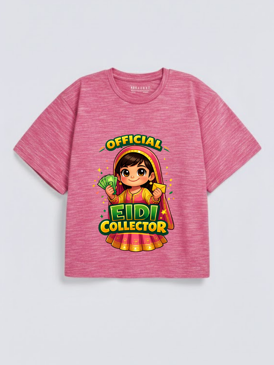 Boys Official Eidi Collector Graphic Down Shoulder T-shirt for Eid Celebration