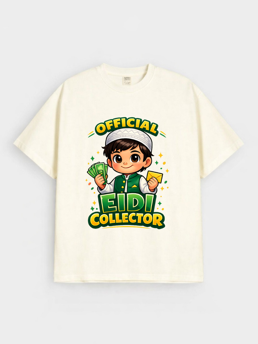 Boys Official Eidi Collector Graphic Down Shoulder T-shirt for Eid Celebration