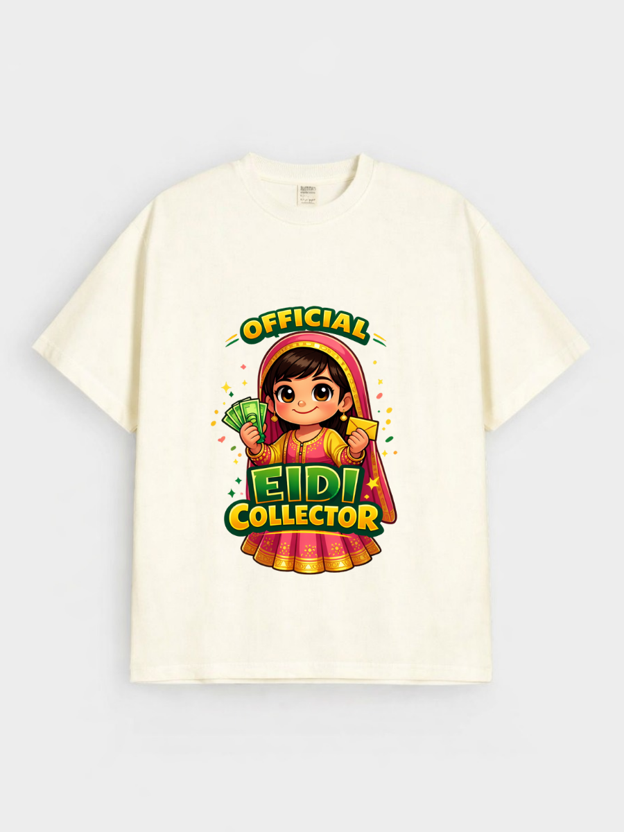 Boys Official Eidi Collector Graphic Down Shoulder T-shirt for Eid Celebration