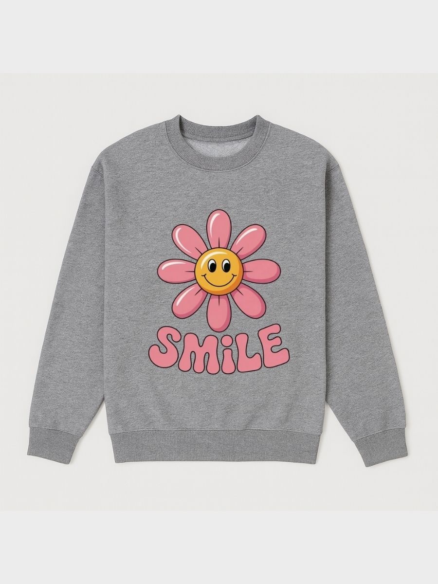 Girls Smile Flower Fleece Sweatshirt