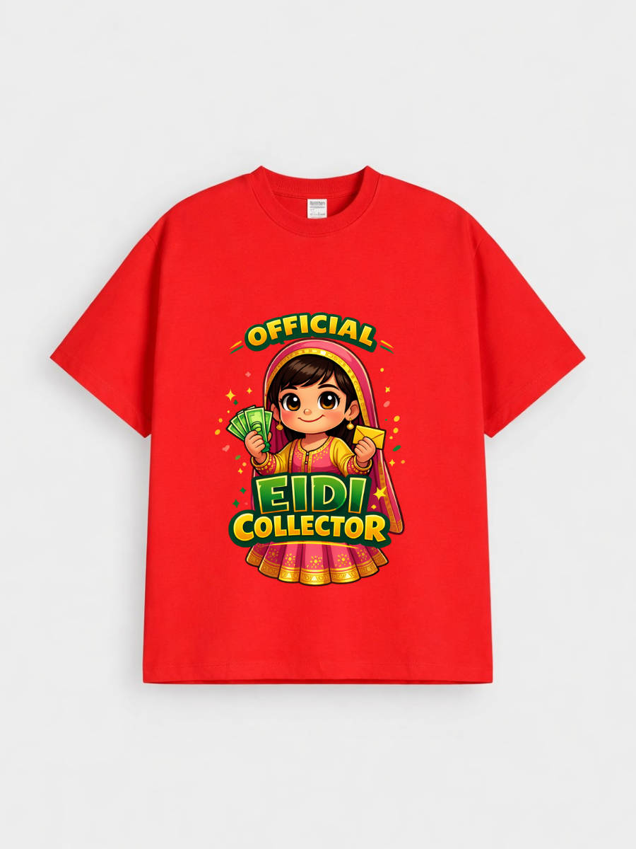 Boys Official Eidi Collector Graphic Down Shoulder T-shirt for Eid Celebration