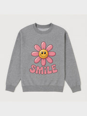 Girls Smile Flower Fleece Sweatshirt