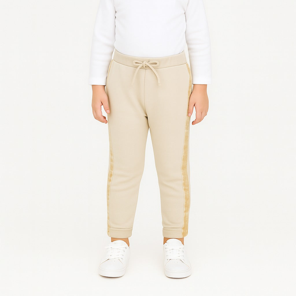 Girls skin velvet stripe trouser