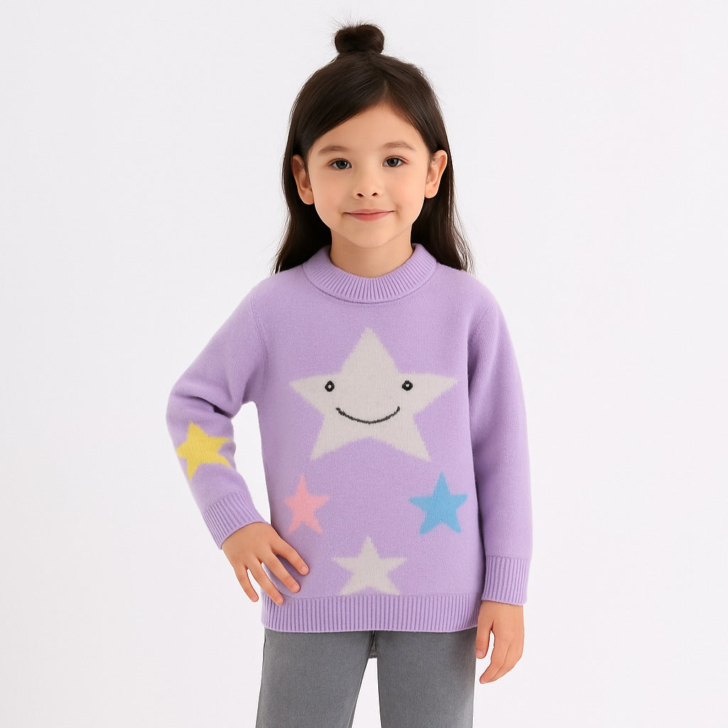 Girls purple star sweater