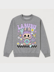 Girls Labubu Cartoon Fleece Sweatshirt