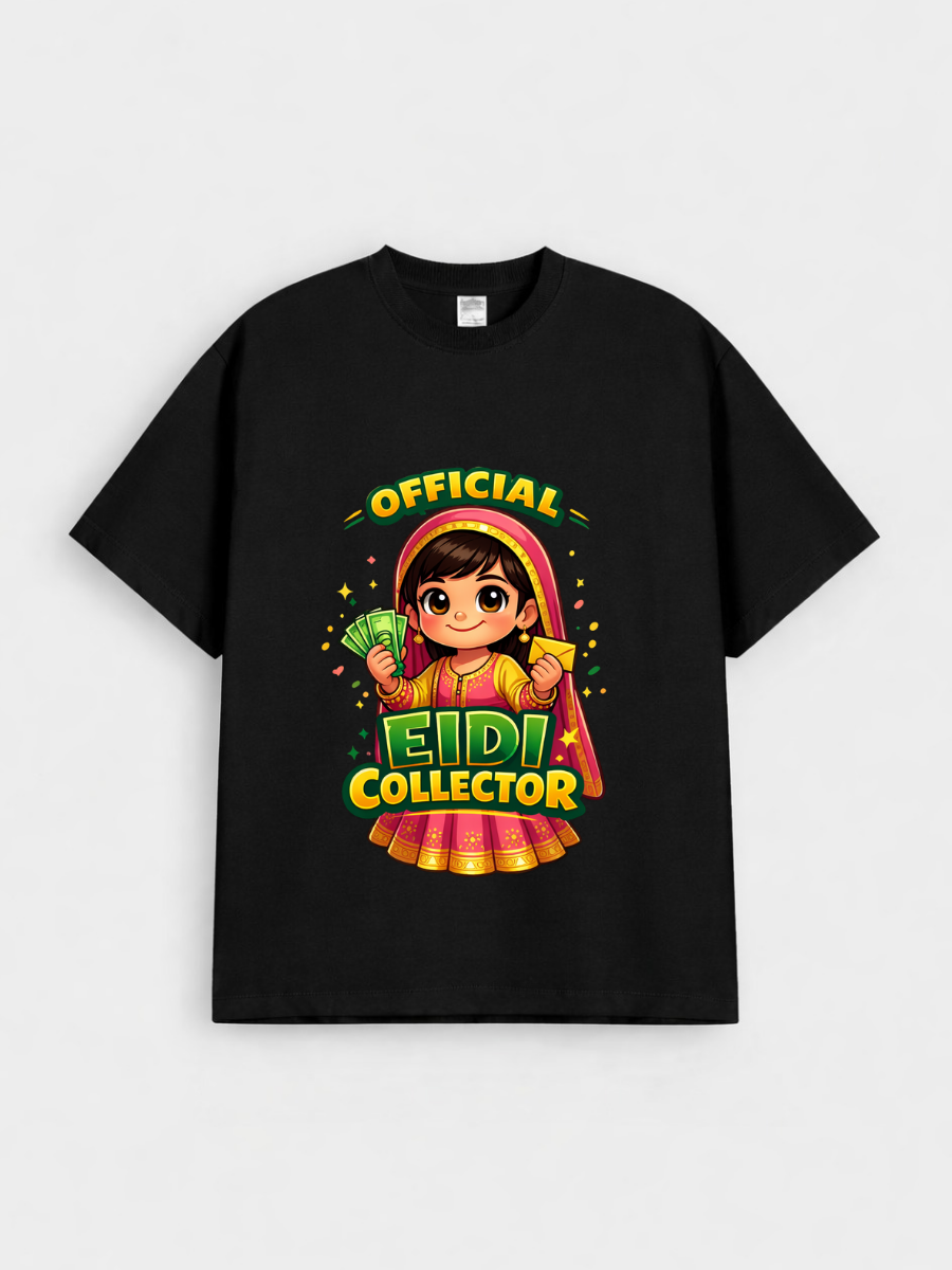 Boys Official Eidi Collector Graphic Down Shoulder T-shirt for Eid Celebration