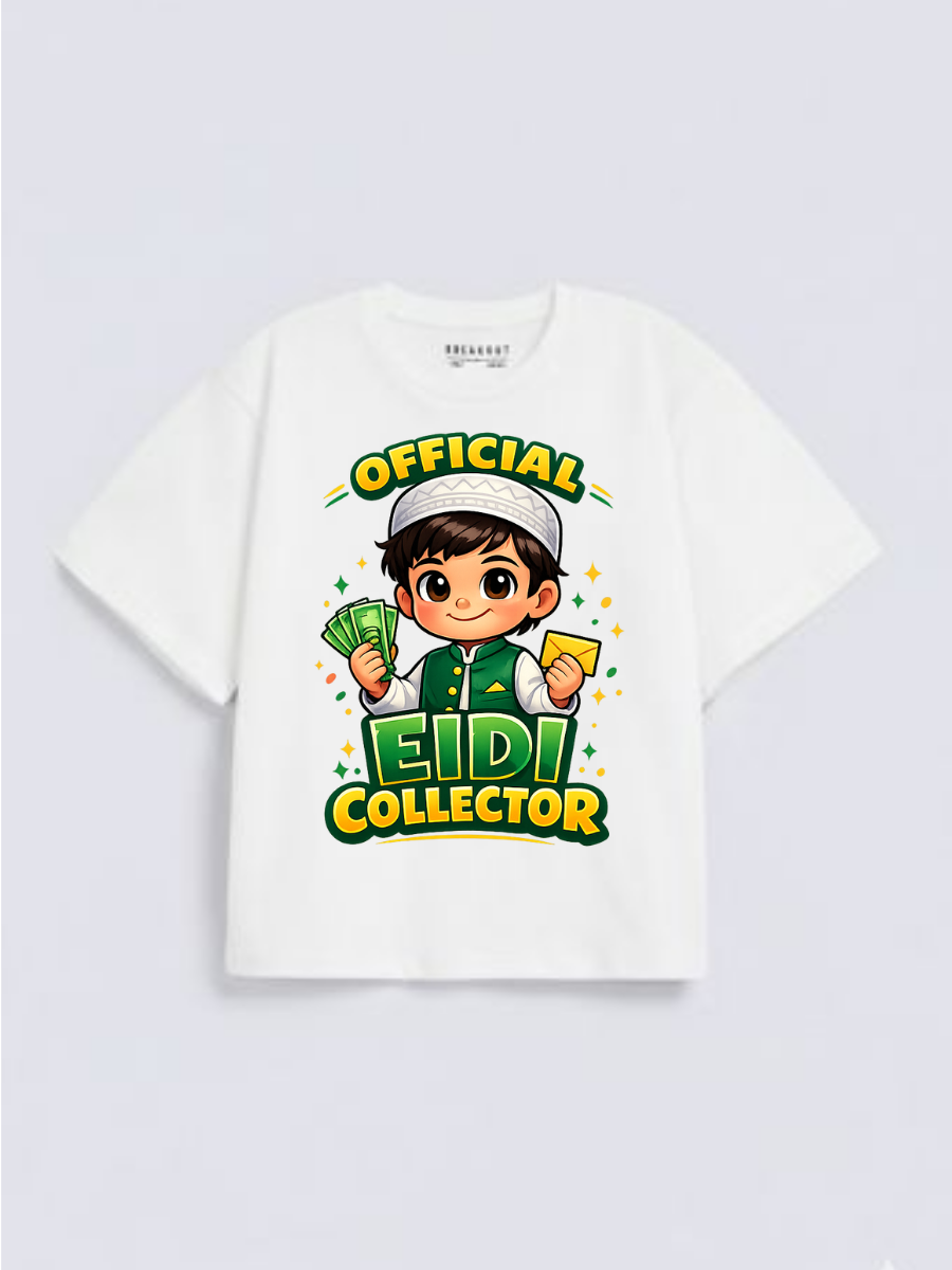 Boys Official Eidi Collector Graphic Down Shoulder T-shirt for Eid Celebration