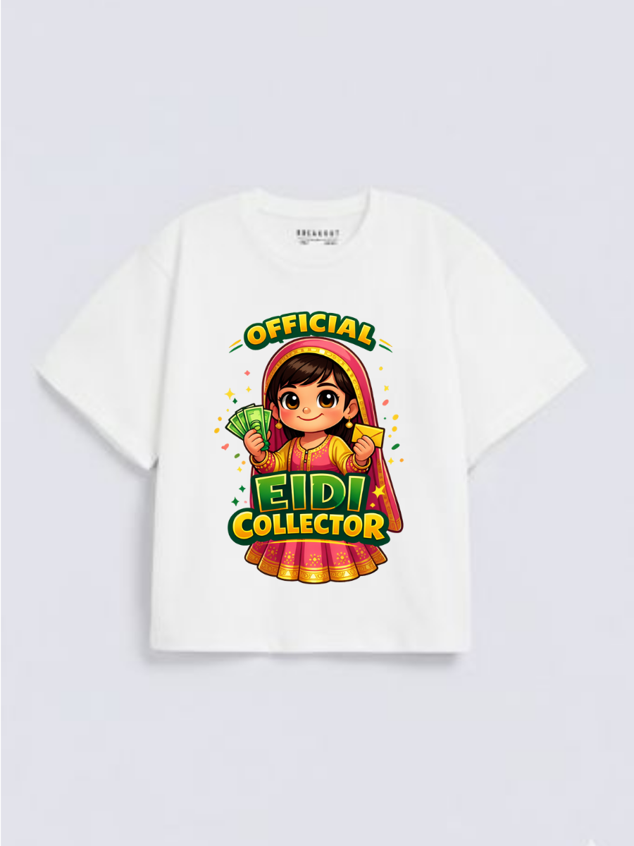 Boys Official Eidi Collector Graphic Down Shoulder T-shirt for Eid Celebration