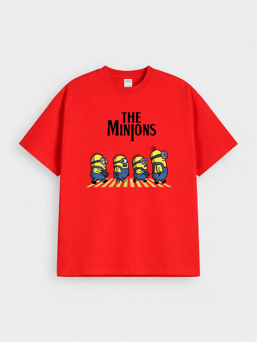 Boys Minions Red Down Shoulder T-shirt