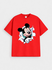 Boys Mickey Mouse Breakthrough Red Down Shoulder T-shirt