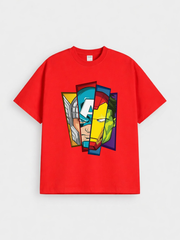 Boys Avengers Superhero Panel Red Down Shoulder T-shirt