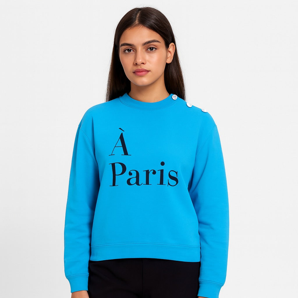 Ladies blue Paris sweatshirt