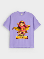 Girls Little Mu’mina Superhero Graphic Down Shoulder T-shirt for Ramadan and Eid Celebration