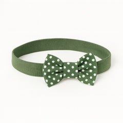 Green Polka dots bow band