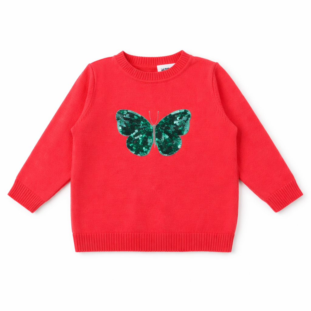 Girls pink butterfly sequin sweater (Last Chance)