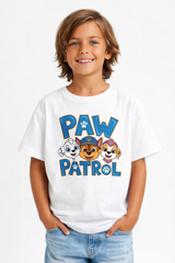 Boys Paw Patrol Cartoon Print White  Down Shoulder T-shirt
