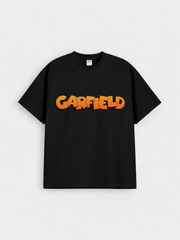 Boys Garfield Logo Black Down Shoulder T-shirt