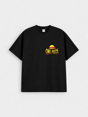 Boys Anime Logo Black Down Shoulder T-shirt