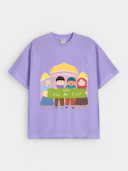 Boys & Girls Happy Eid Al-Fitr Kids Mosque Graphic Down Shoulder T-shirt for Eid Al-Fitr Celebration