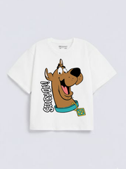 Boys Scooby Doo Cartoon Print White T-shirt